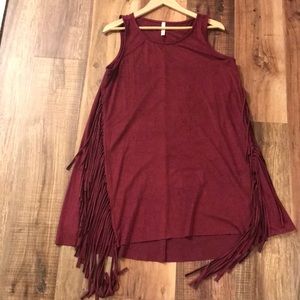 Maroon suede dress